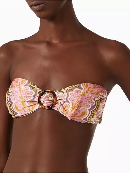 Zimmermann Lyre Bandeau Bikini Top With Tortoiseshell Ring-Top Only
